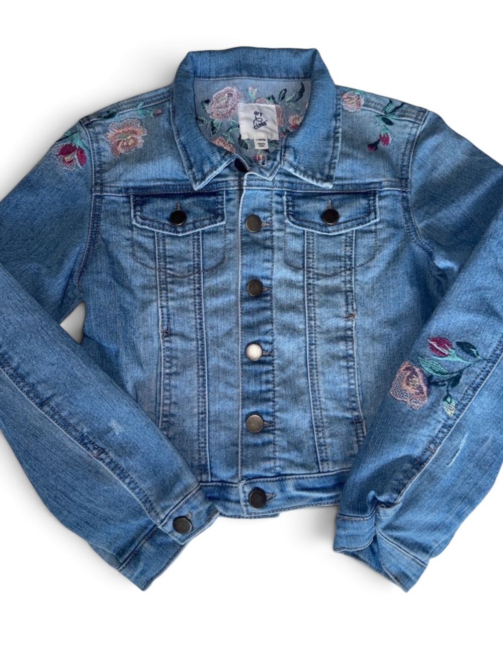 art class Light Blue Embroidered Denim Jacket for Kids